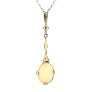 Best Witgouden hanger met opaal en roosdiamant 14 krt Gouden Hanger Met Edelsteen