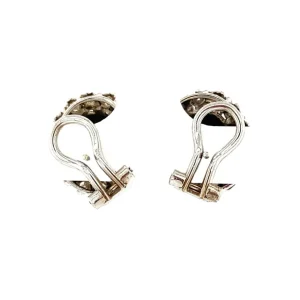 Discount Witgouden oorclips met diamant en opaal 14 krt Oorstekers | Oorbellen Met Edelsteen