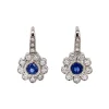 Clearance Witgouden oorhangers met saffier en diamant 18 krt Oorbellen Met Edelsteen