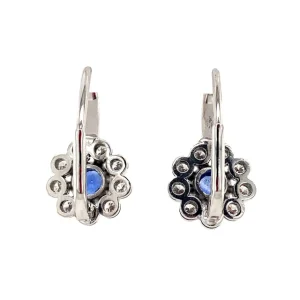 Clearance Witgouden oorhangers met saffier en diamant 18 krt Oorbellen Met Edelsteen
