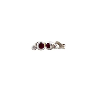 Fashion Witgouden oorstekers met robijn en diamant 18 krt Oorstekers | Oorbellen Met Edelsteen