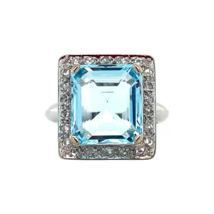 New Witgouden ring met aquamarijn en roosdiamant 14 krt Diamanten Ringen | Ringen Met Edelsteen