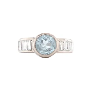 Sale Witgouden ring met aquamarijn en diamant 14 krt Diamanten Ringen | Ringen Met Edelsteen