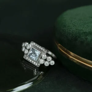Outlet Witgouden ring met aquamarijn en diamant 18 krt Ringen Met Edelsteen | Diamanten Ringen