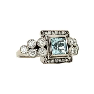 Outlet Witgouden ring met aquamarijn en diamant 18 krt Ringen Met Edelsteen | Diamanten Ringen