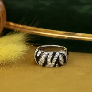 Outlet Witgouden ring met emaille en diamant 18 krt Diamanten Ringen | Ringen Met Edelsteen