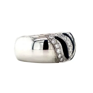Outlet Witgouden ring met emaille en diamant 18 krt Diamanten Ringen | Ringen Met Edelsteen