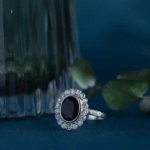 New Witgouden ring met ioliet en diamant 14 krt Entourage Ring | Diamanten Ringen