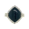 Hot Witgouden ring met onyx en diamant 14 krt Diamanten Ringen | Ringen Met Edelsteen