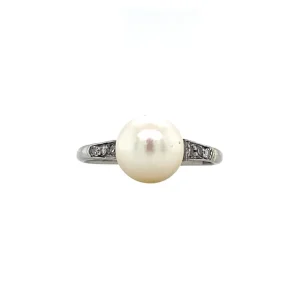 Hot Witgouden ring met parel en diamant 14 krt Diamanten Ringen | Ringen Met Edelsteen