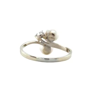Sale Witgouden ring met parel en diamant 14 krt Diamanten Ringen | Ringen Met Edelsteen