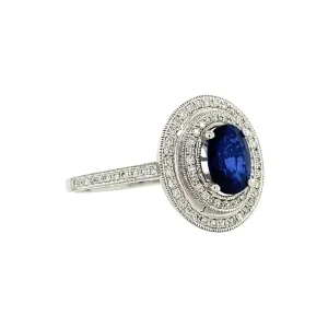 Fashion Witgouden ring met saffier en diamant 18 krt Diamanten Ringen | Ringen Met Edelsteen