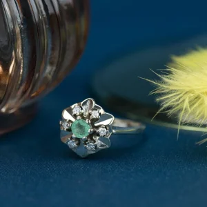 Hot Witgouden ring met smaragd en diamant 14 krt Diamanten Ringen | Ringen Met Edelsteen
