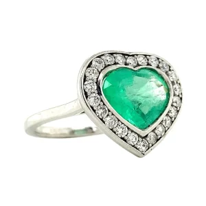 Sale Witgouden ring met smaragd en diamant 18 krt Diamanten Ringen | Ringen Met Edelsteen