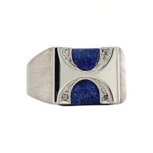 Clearance Witgouden ring met sodaliet en diamant 14 krt Ringen Met Edelsteen | Diamanten Ringen