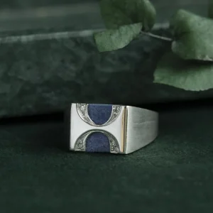 Clearance Witgouden ring met sodaliet en diamant 14 krt Ringen Met Edelsteen | Diamanten Ringen