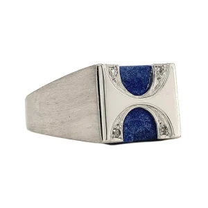 Clearance Witgouden ring met sodaliet en diamant 14 krt Ringen Met Edelsteen | Diamanten Ringen