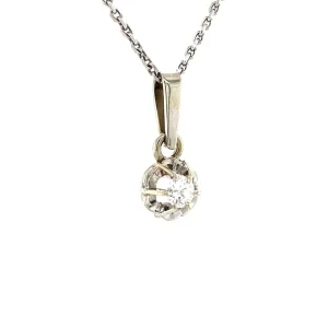 New Witgouden solitair hanger met diamant 14 krt Gouden Hanger Met Edelsteen