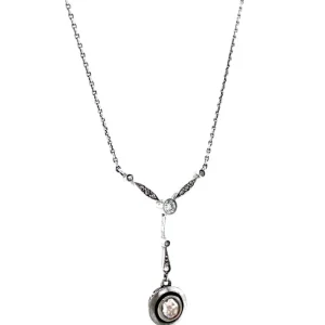 Fashion Zilveren collier met diamant hanger 835 Kettingen Met Edelsteen